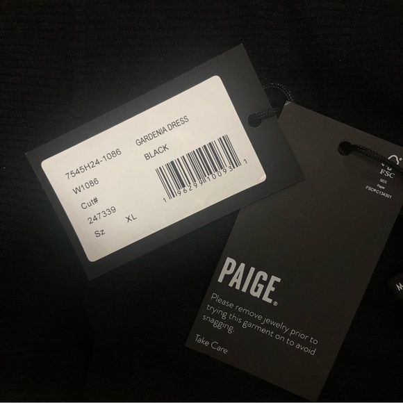 NWT PAIGE Gardenia Pointelle Stitch Fall Sweater Midi Dress in Black, Sz XL - Picture 7 of 7